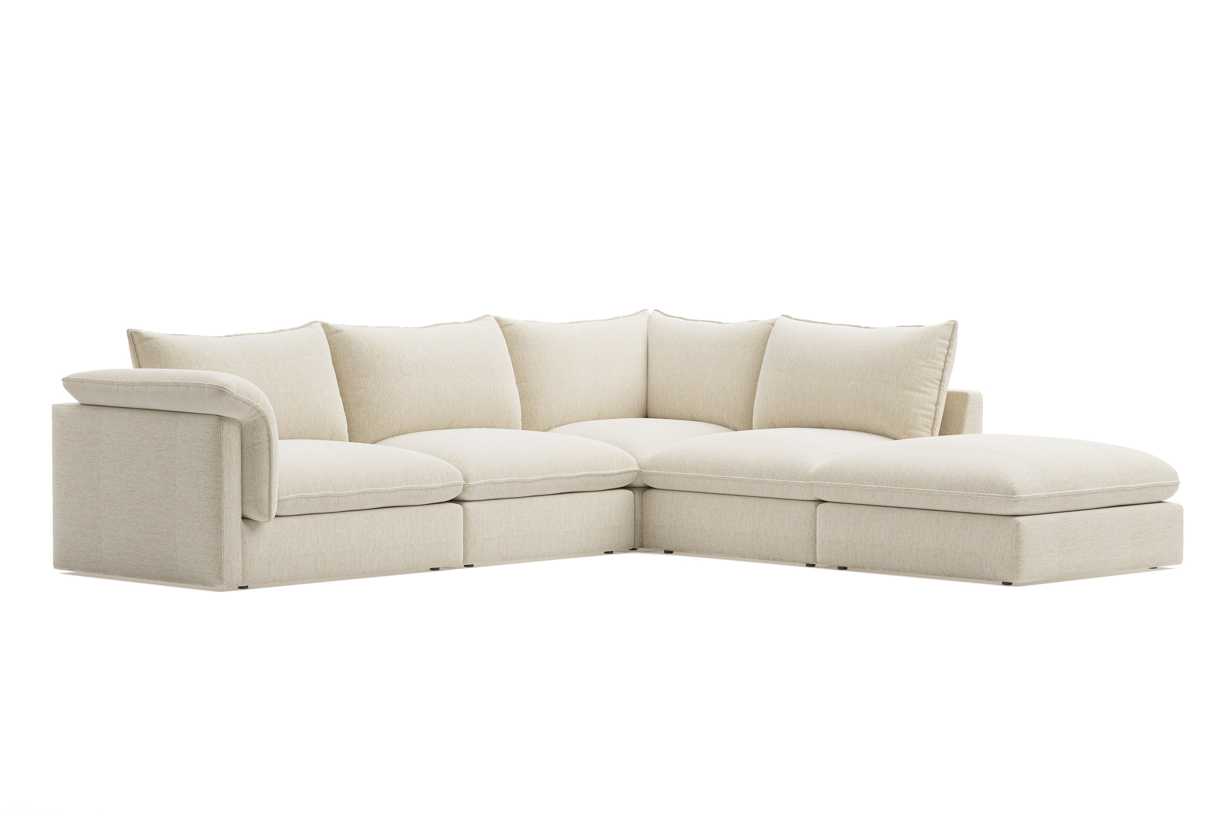 Valencia Frederick Fabric Modular Sofa, 4 Seater Left Arm with Ottoman, Beige