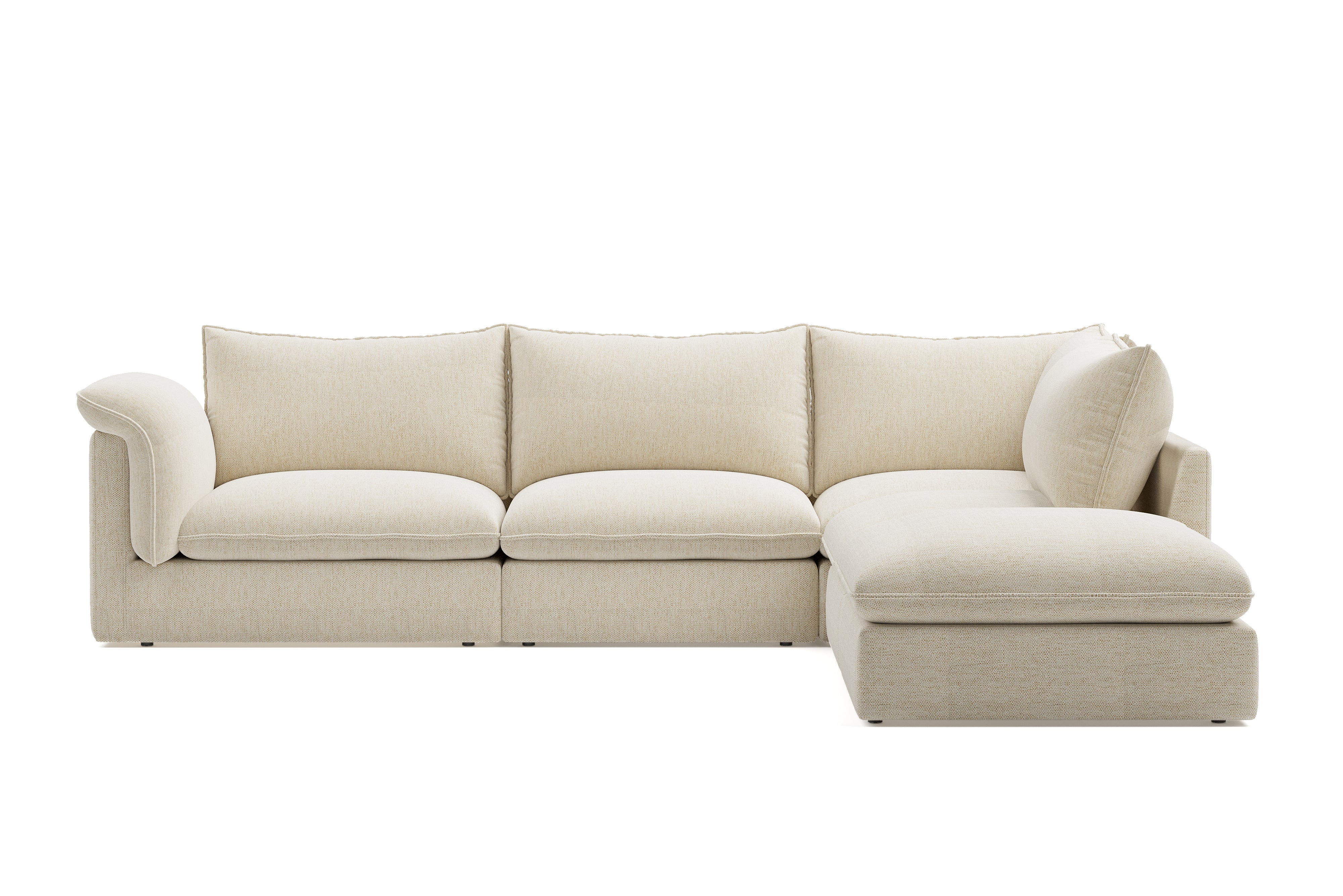 Valencia Frederick Fabric Modular Sofa, 4 Seater Left Arm with Ottoman, Beige