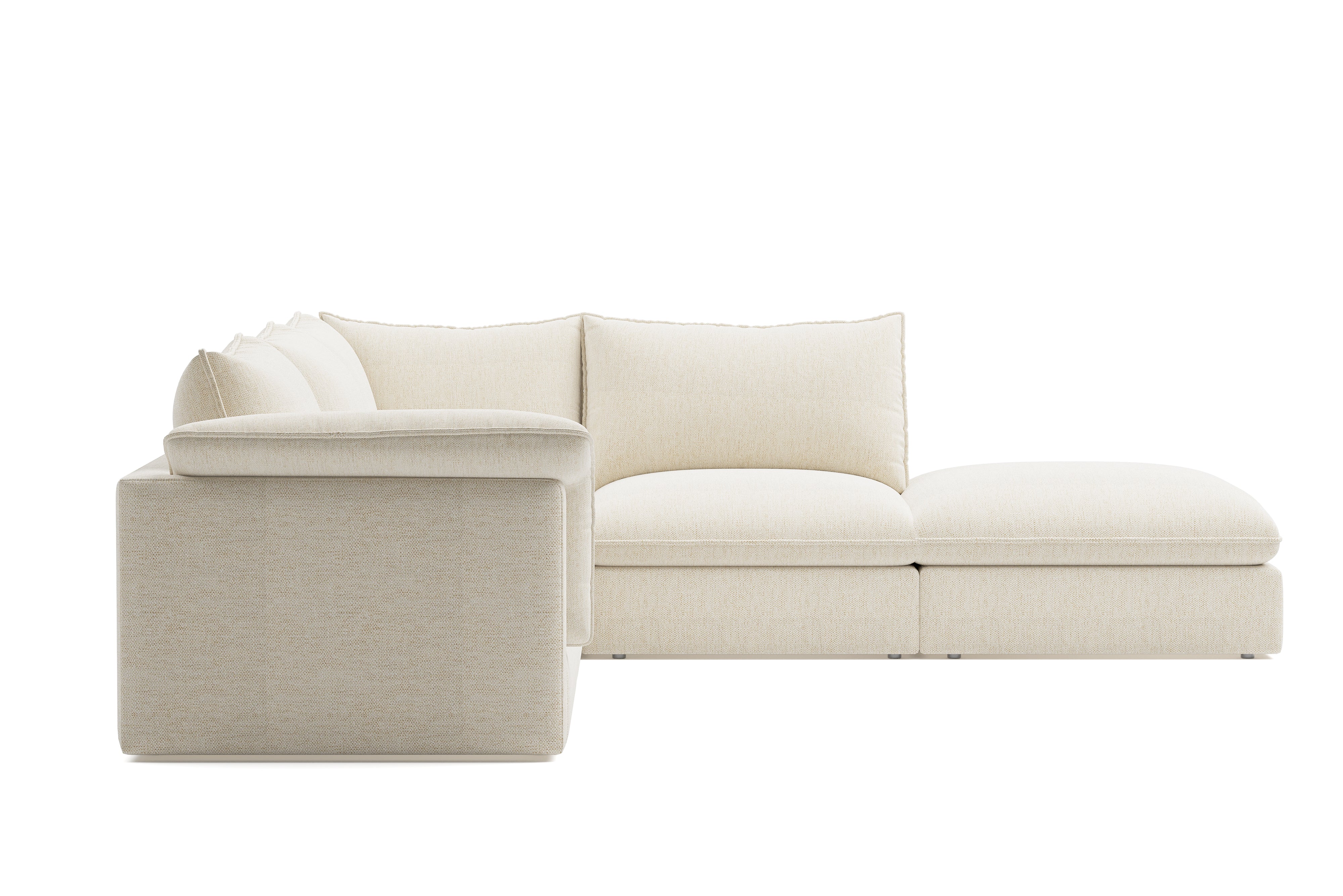 Valencia Frederick Fabric Modular Sofa, 4 Seater Left Arm with Ottoman, Beige