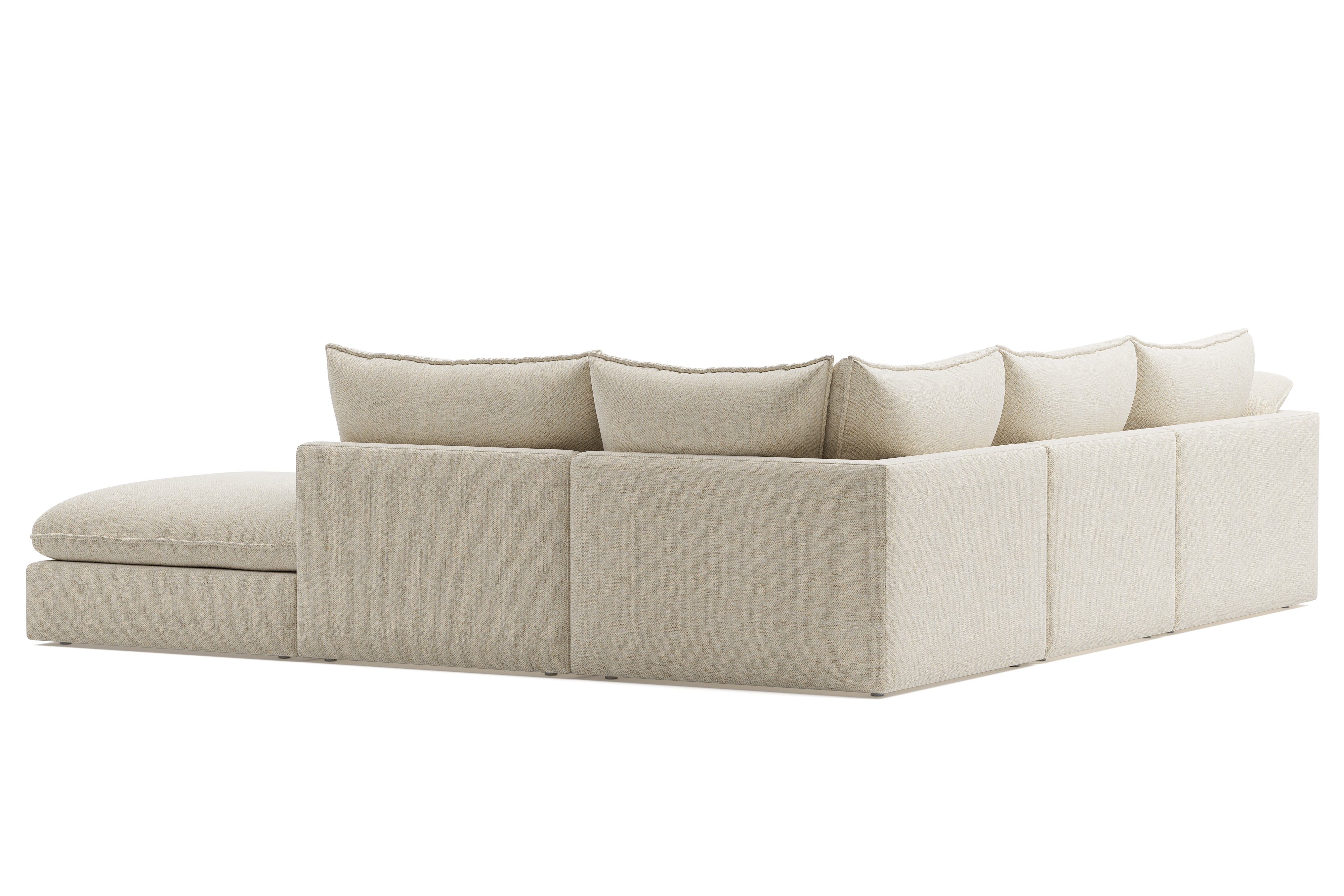 Valencia Frederick Fabric Modular Sofa, 4 Seater Left Arm with Ottoman, Beige