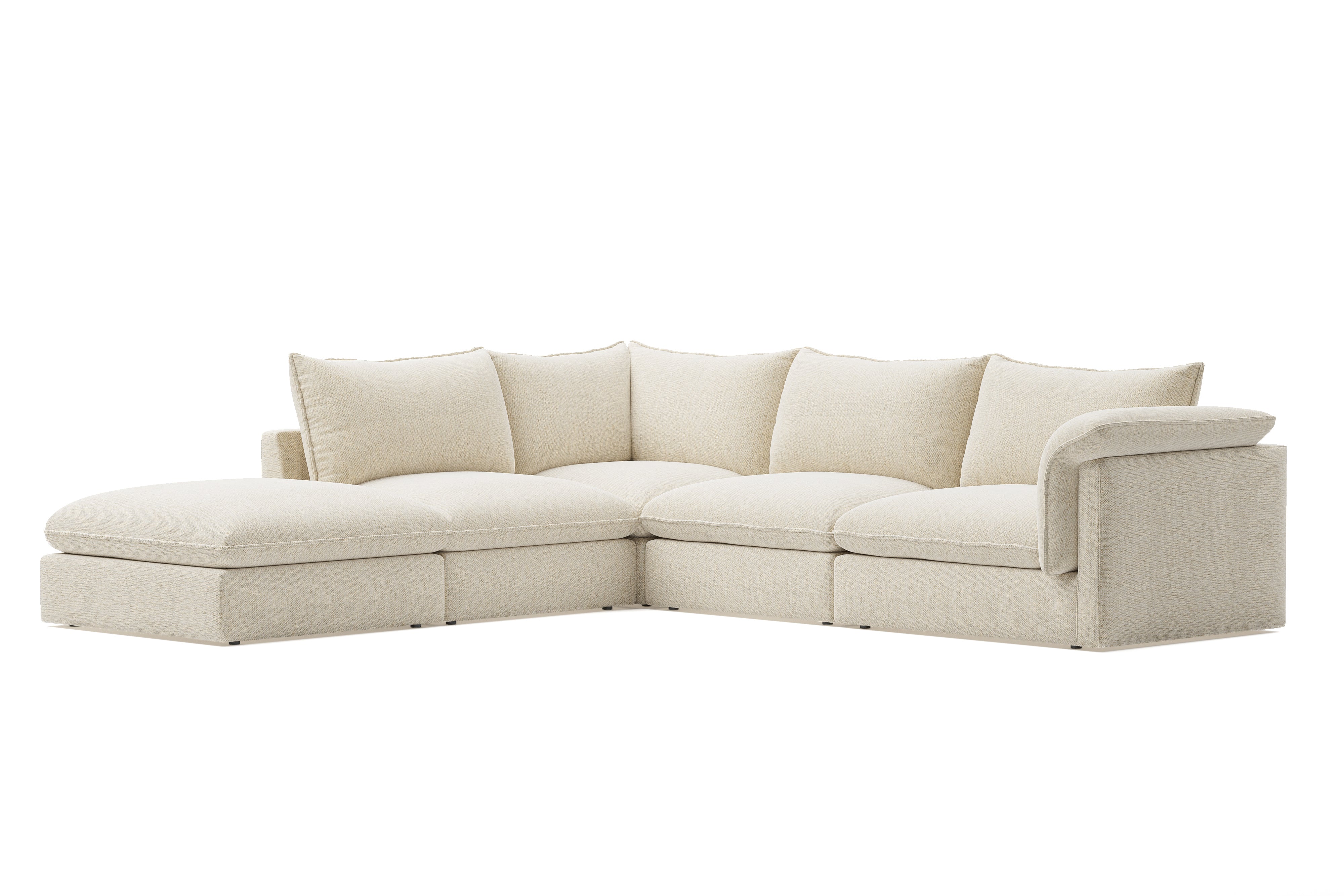 Valencia Frederick Fabric Modular Sofa, 4 Seater Right Arm with Ottoman, Beige