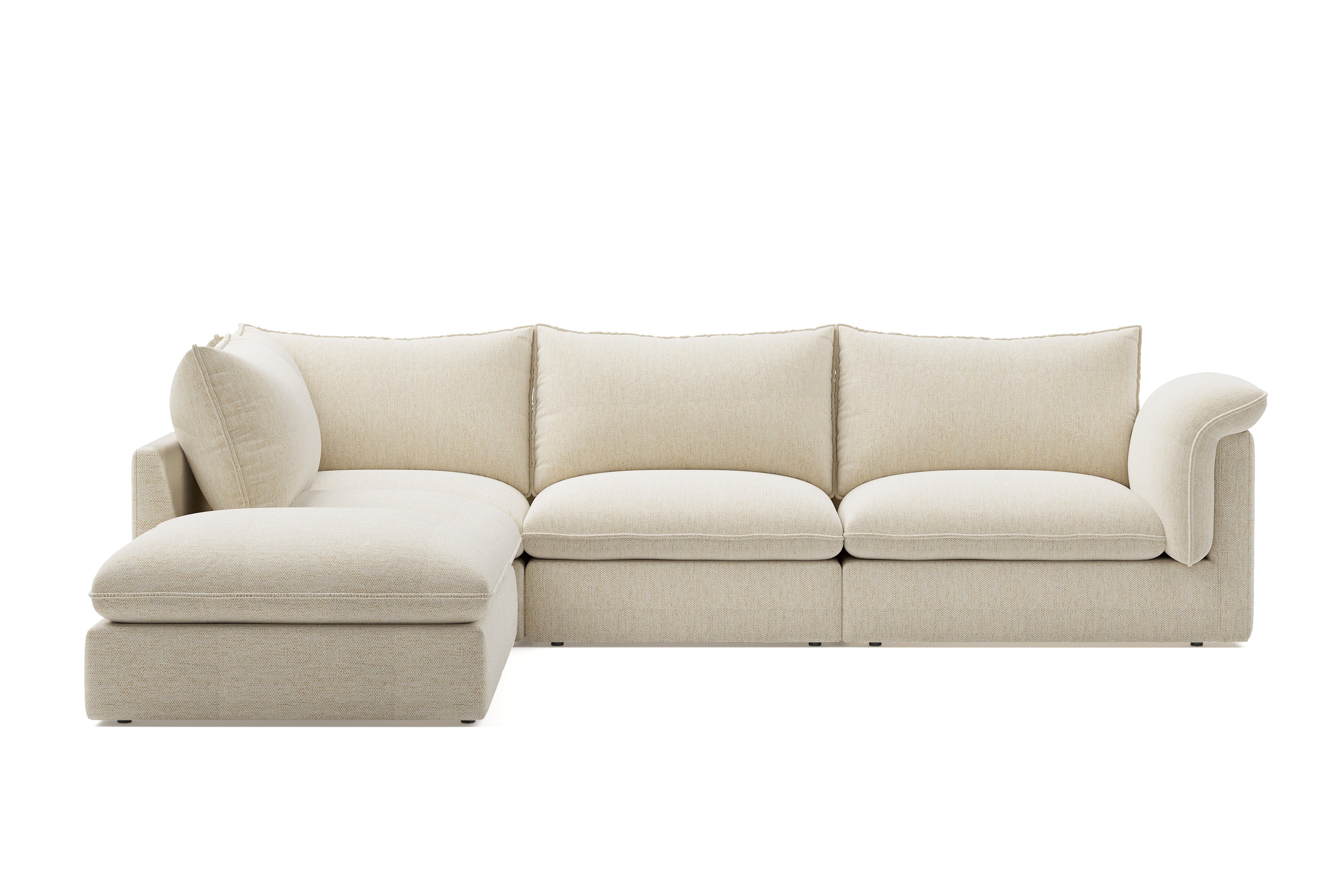 Valencia Frederick Fabric Modular Sofa, 4 Seater Right Arm with Ottoman, Beige