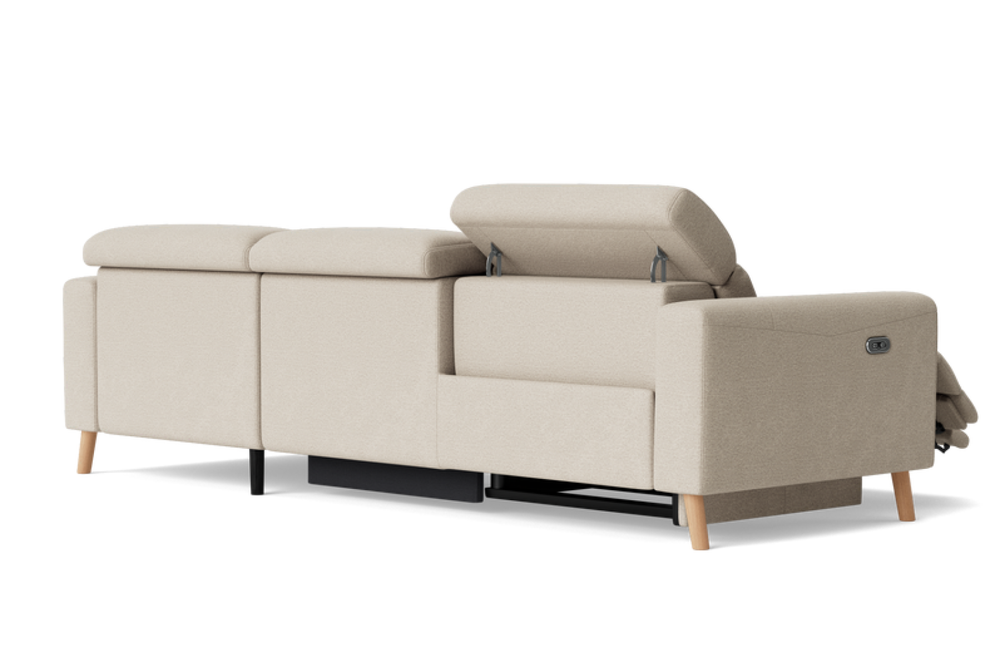 Valencia Freya Fabric Recliner Sofa, Three Seats with Right Chaise, Beige