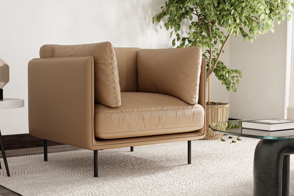 Valencia Funchal Leather Single Seat Sofa, Cognac
