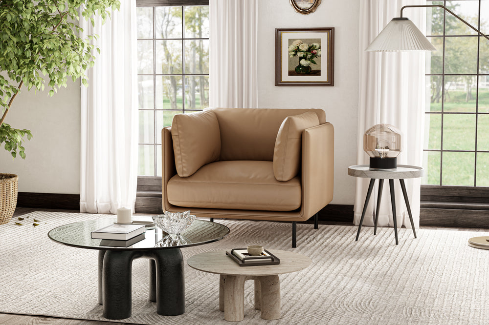 Valencia Funchal Leather Single Seat Sofa, Cognac
