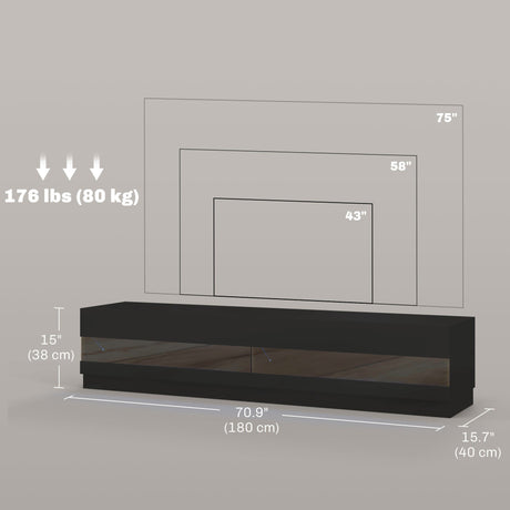 Hart Lighted TV Stand for TVs up to 75" - High Gloss Black