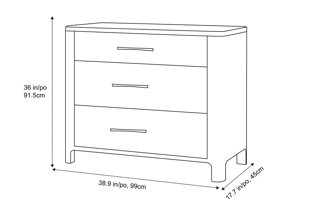 Valencia Gianna Wood Dresser with 3-Drawer, Walnut