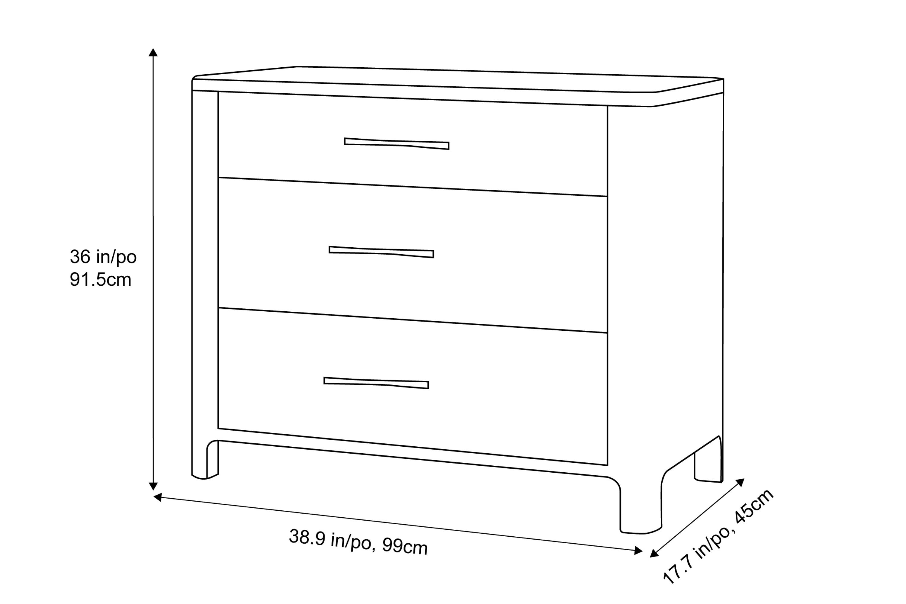 Valencia Gianna Wood Dresser with 3-Drawer, Walnut