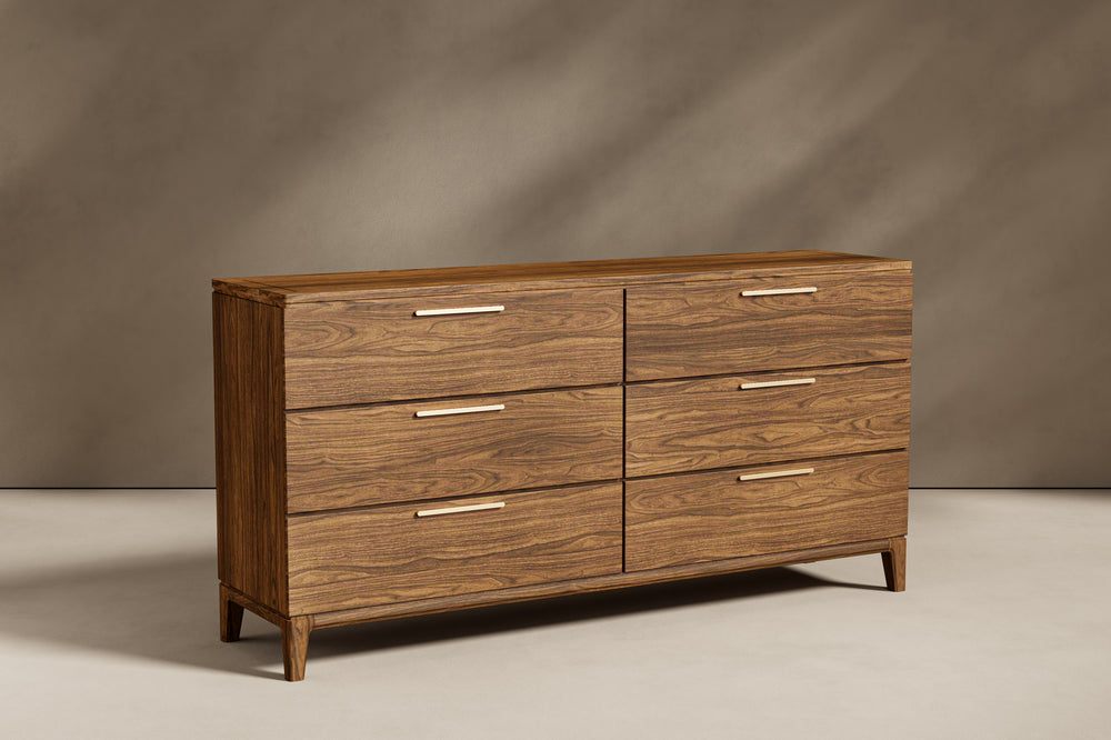 Valencia Gianna Wood Dresser with 6-Drawer, Walnut