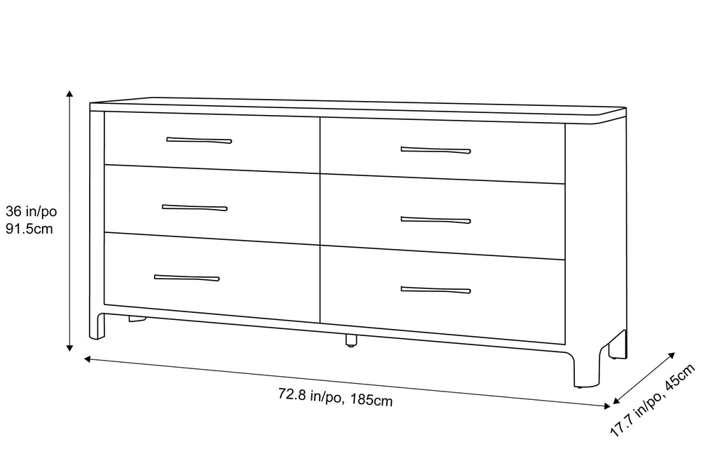 Valencia Gianna Wood Dresser with 6-Drawer, Walnut