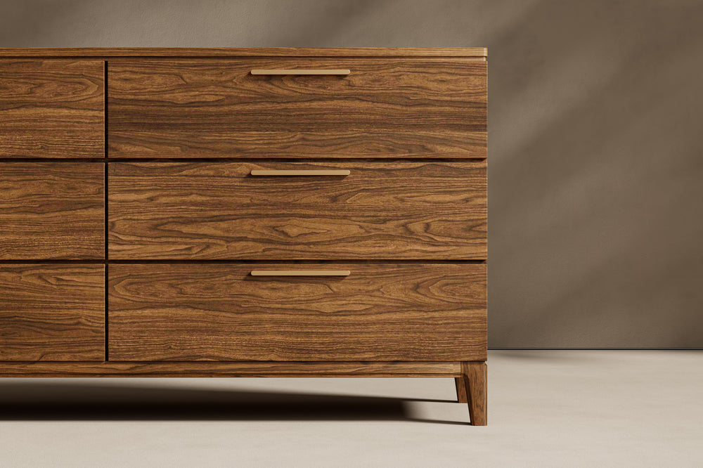 Valencia Gianna Wood Dresser with 6-Drawer, Walnut