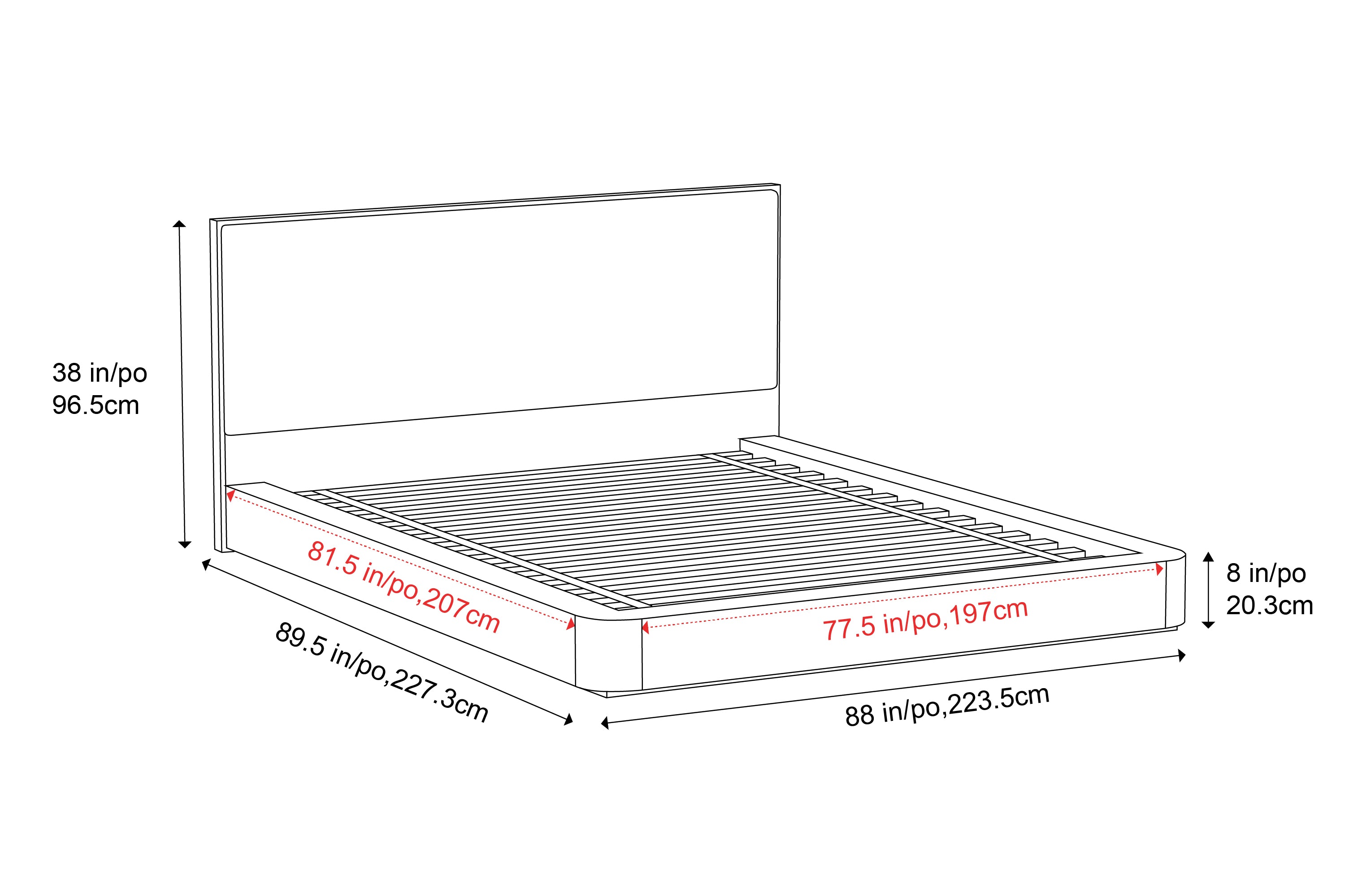 Valencia Gianna King Size Bed Frame, Natural Walnut Wood