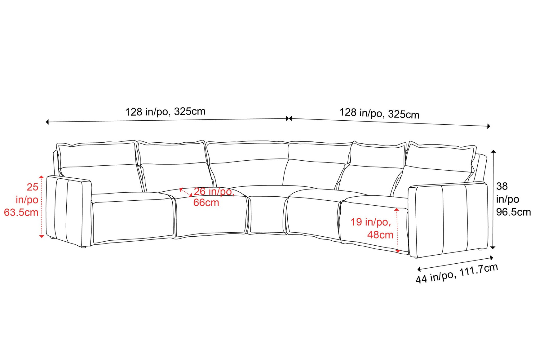 Giovanni Leather Dual Recliner Corner Sectional Sofa