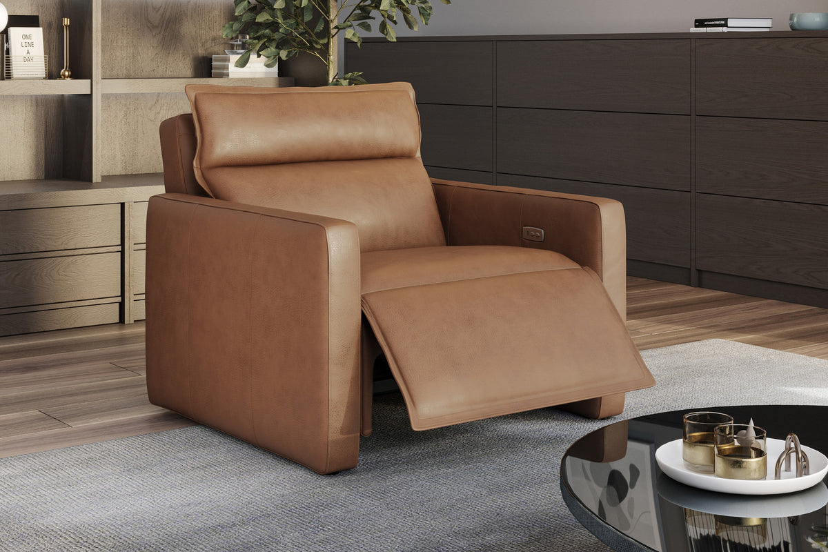 Valencia Giovanni Leather Recliner Chair, Camel Brown