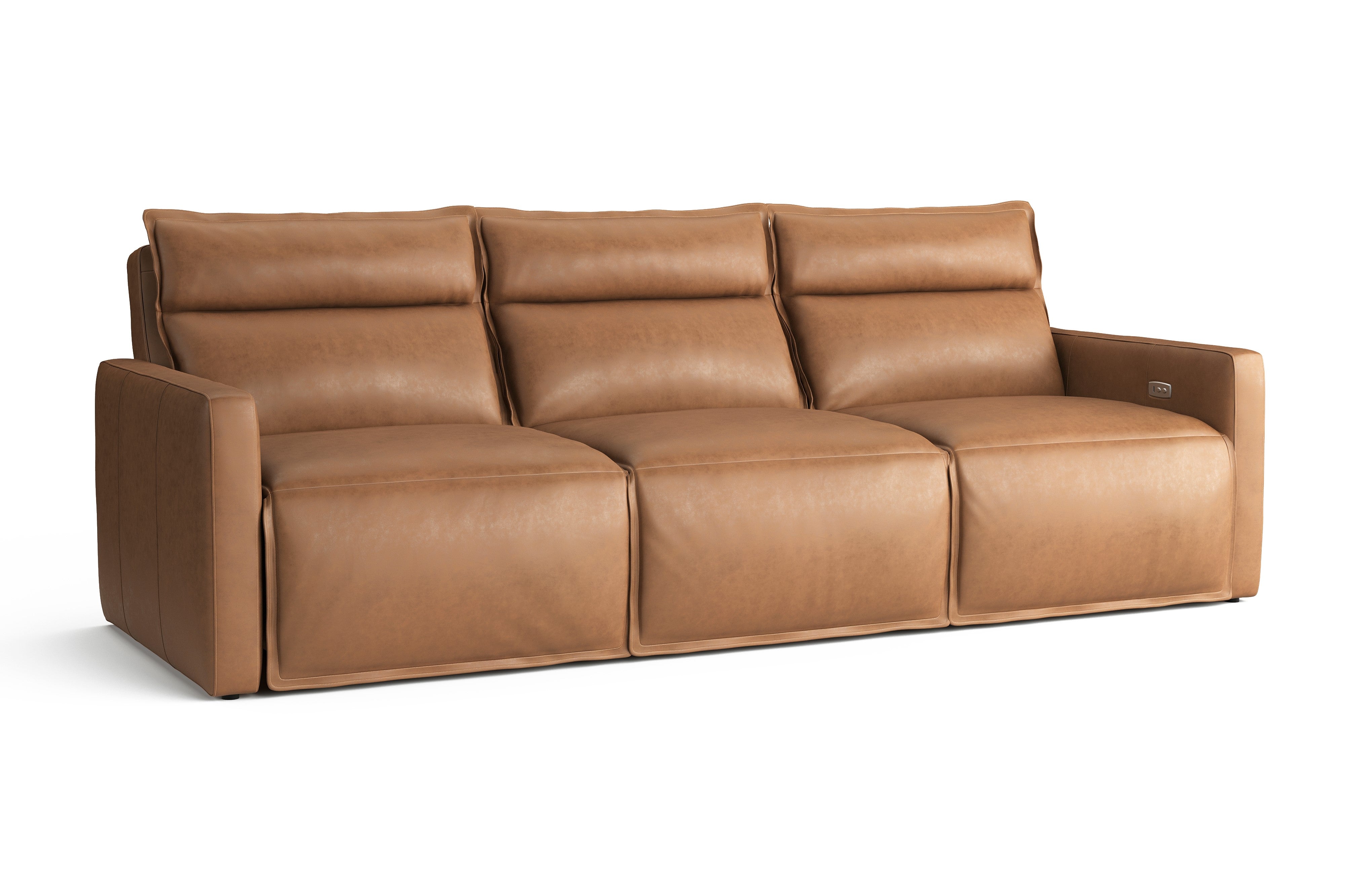 Valencia Giovanni Leather Three Pieces Reclining Sectional Sofa, Camel