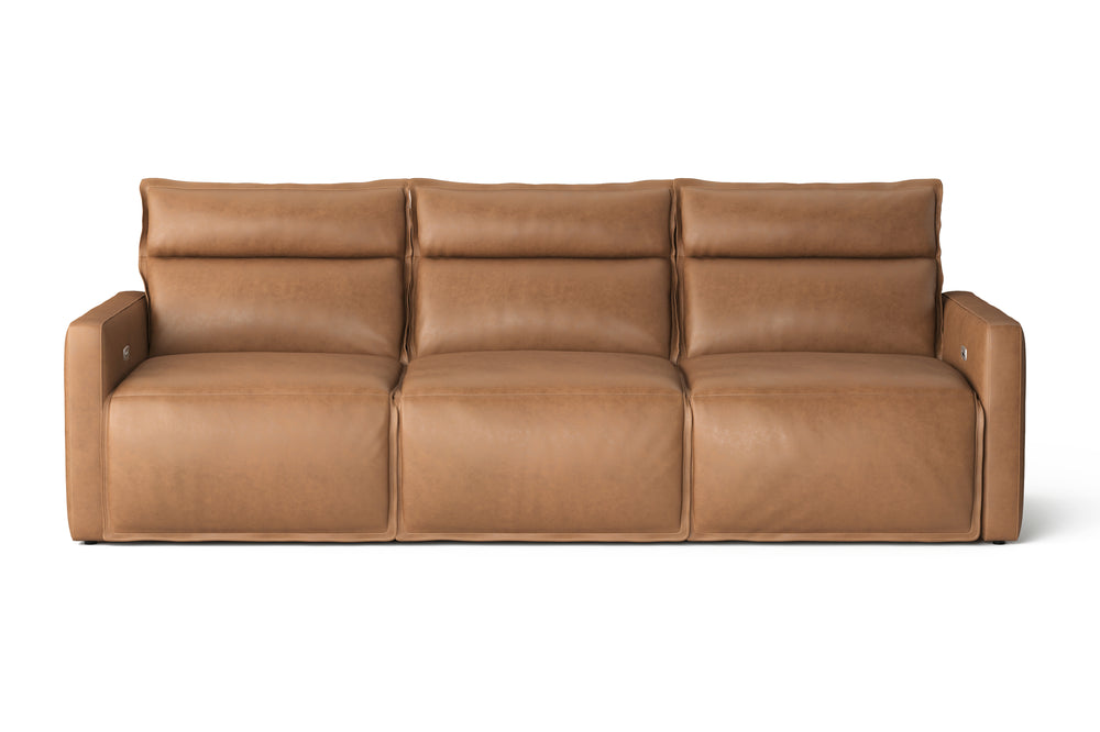 Valencia Giovanni Leather Three Pieces Reclining Sectional Sofa, Camel