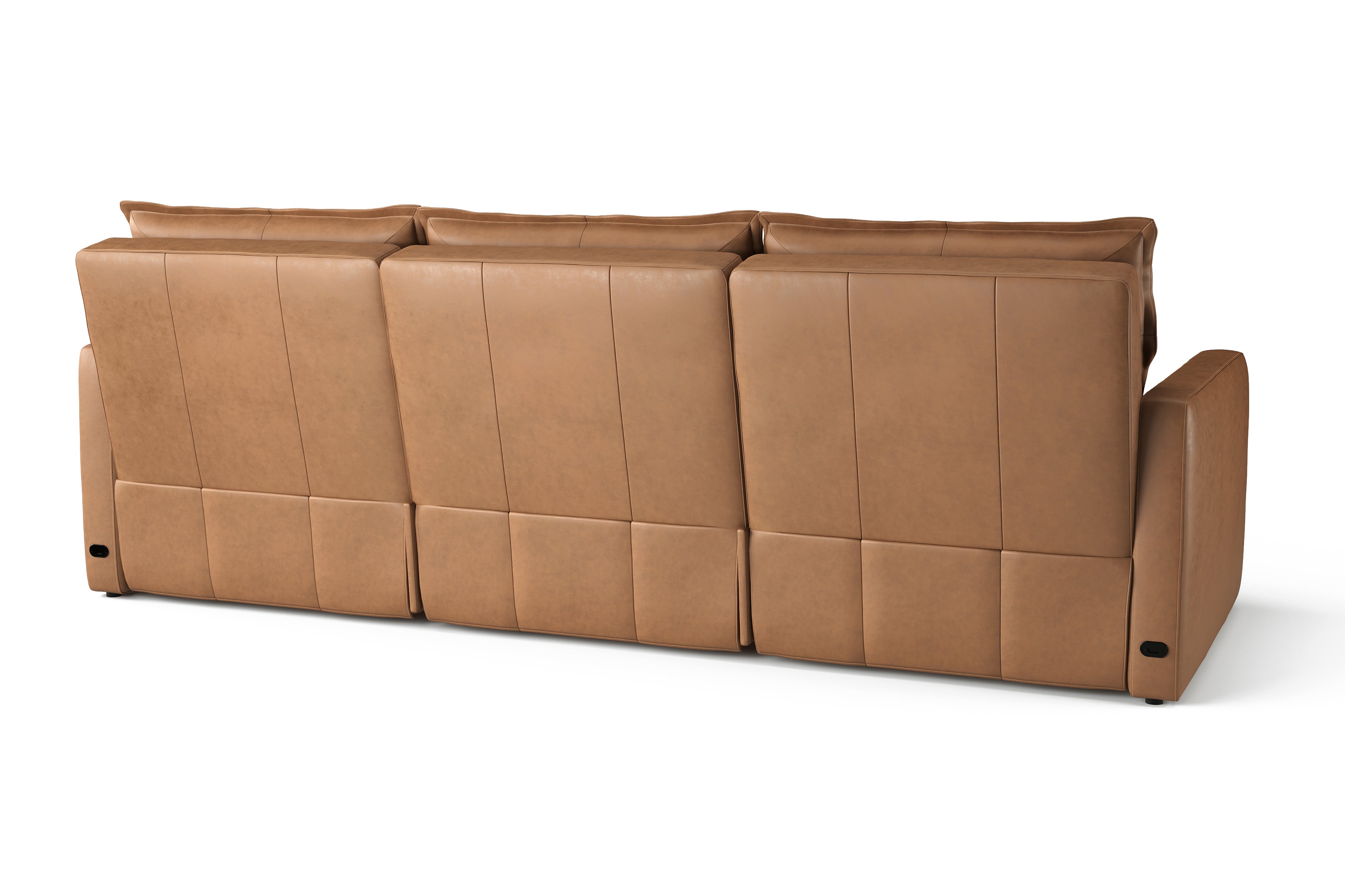 Valencia Giovanni Leather Three Pieces Reclining Sectional Sofa, Camel