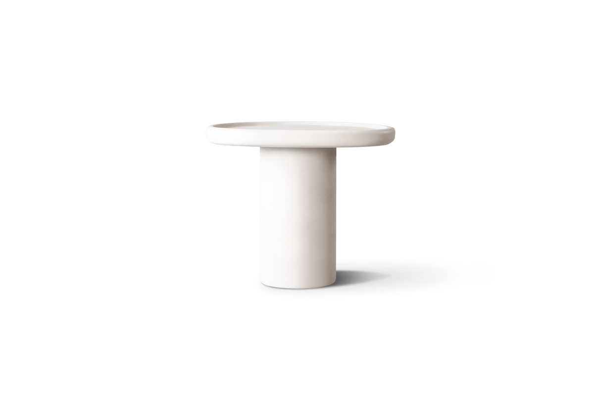 Valencia Granito Concrete Outdoor Side Table, White