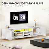 Greer Modern TV Stand with RGB LED Lights for 65-85" TVs - High Gloss White