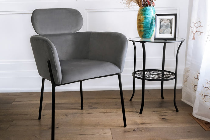 Valencia Hanner Velvet Dining Chair (Grey - Set of 2)