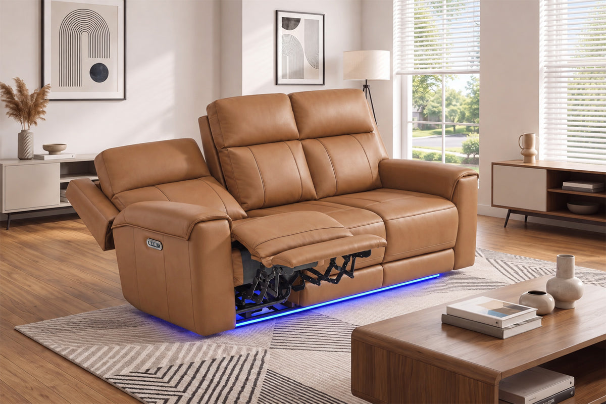 Harbour Immersive Audio Leather Dual Recliner Sofa with Heat & Massage & Ventilation