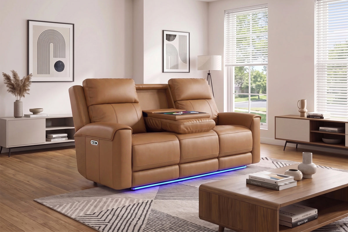 Harbour Immersive Audio Leather Dual Recliner Sofa with Heat & Massage & Ventilation