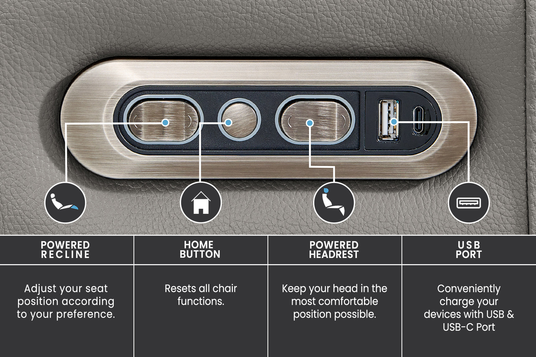 Harbour Immersive Audio Leather Dual Recliner Loveseat Sofa with Console