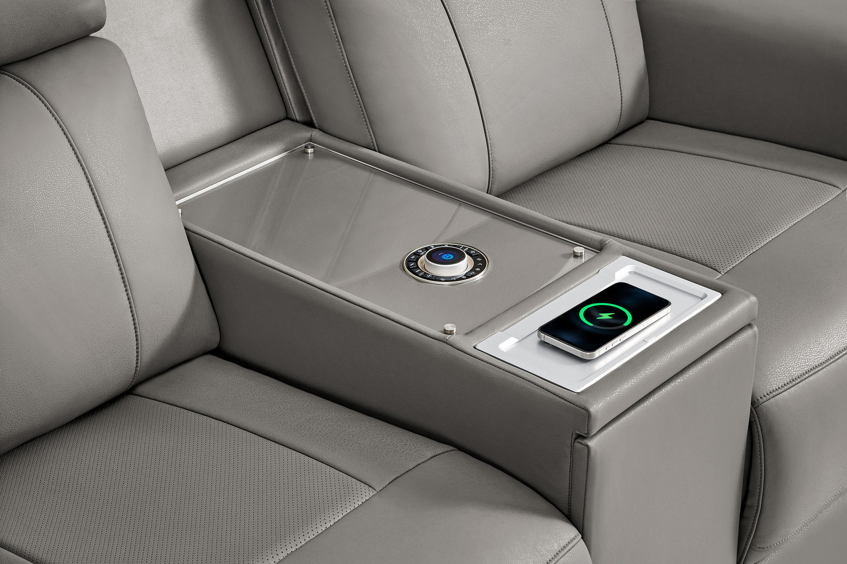 Harbour Immersive Audio Leather Dual Recliner Loveseat Sofa with Console