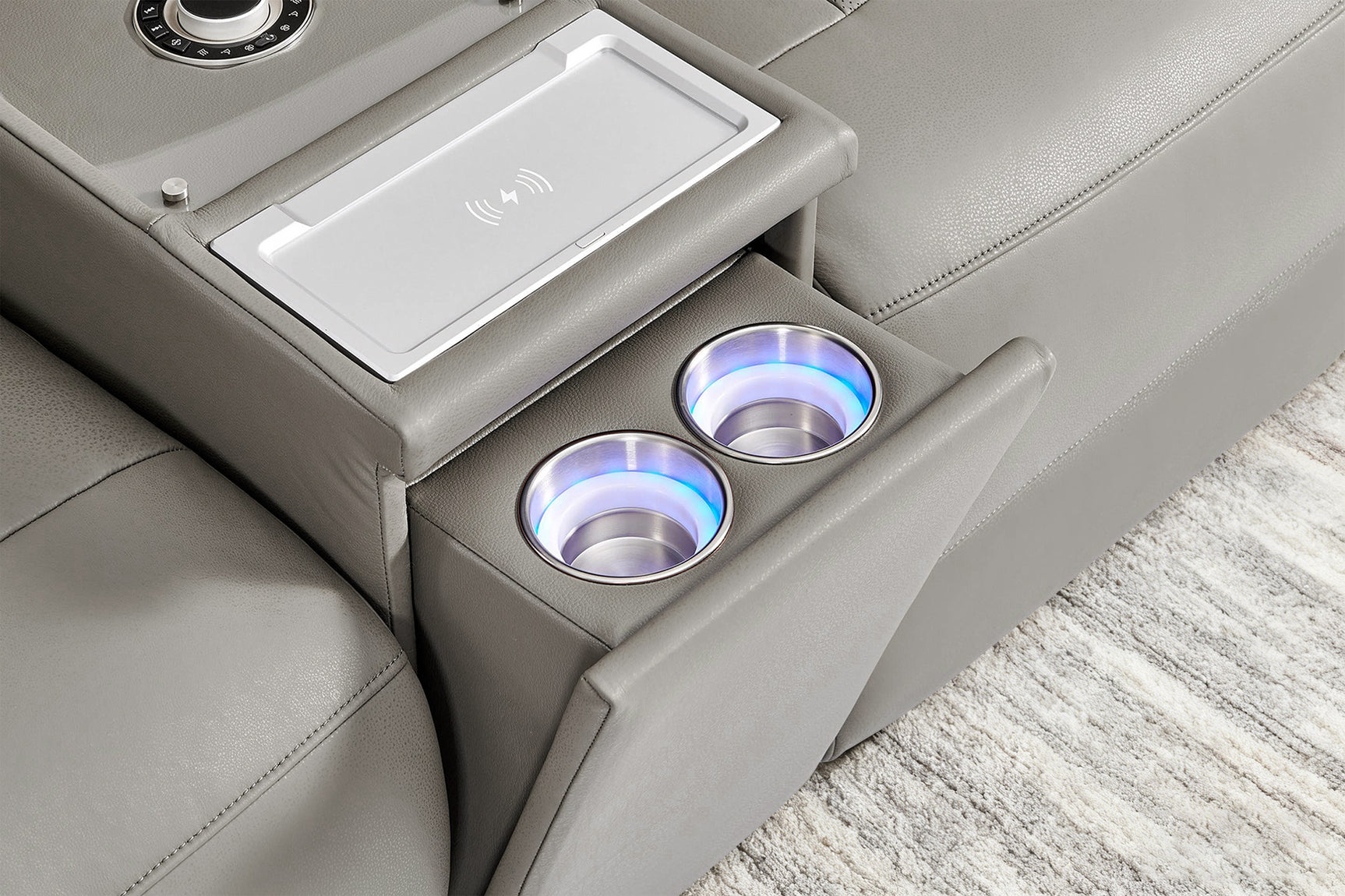 Harbour Immersive Audio Leather Dual Recliner Loveseat Sofa with Console