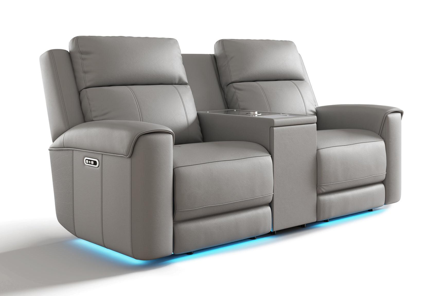 Harbour Immersive Audio Leather Dual Recliner Loveseat Sofa with Console