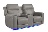 Harbour Immersive Audio Leather Dual Recliner Loveseat Sofa with Console