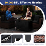 Heavy-duty Frame Rattan Sofa Set with 60000 BTU Firepit Table