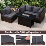 Heavy-duty Frame Rattan Sofa Set with 60000 BTU Firepit Table