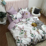 Eden 600 TC Floral Cotton Duvet Set - White/Lilac