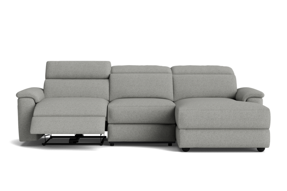 Valencia Honoria Fabric Recliner Three Seats with Right Chaise Sofa, Light Grey