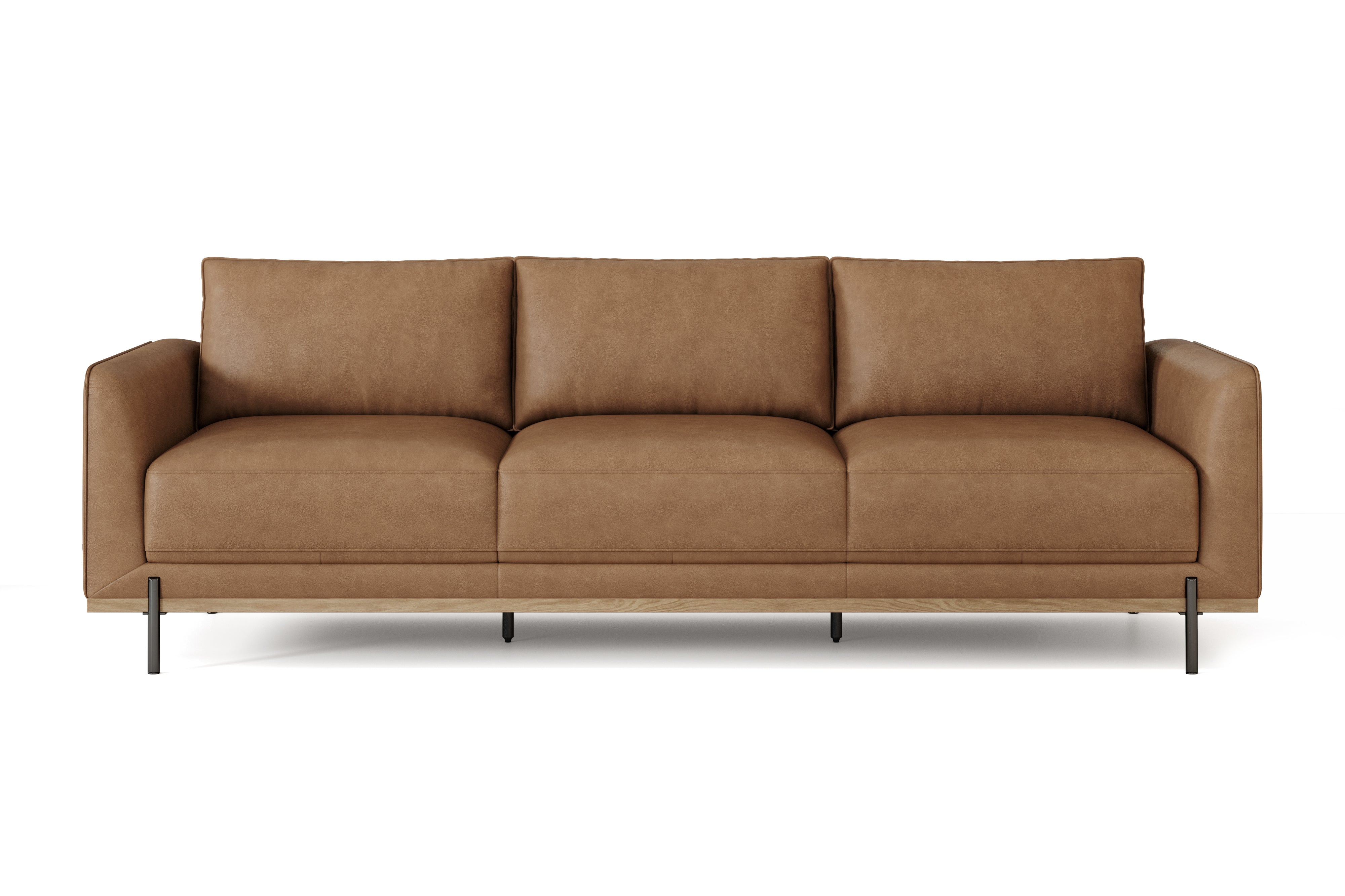 Valencia Imogen Top Grain Leather Three Seats Sofa, Tan