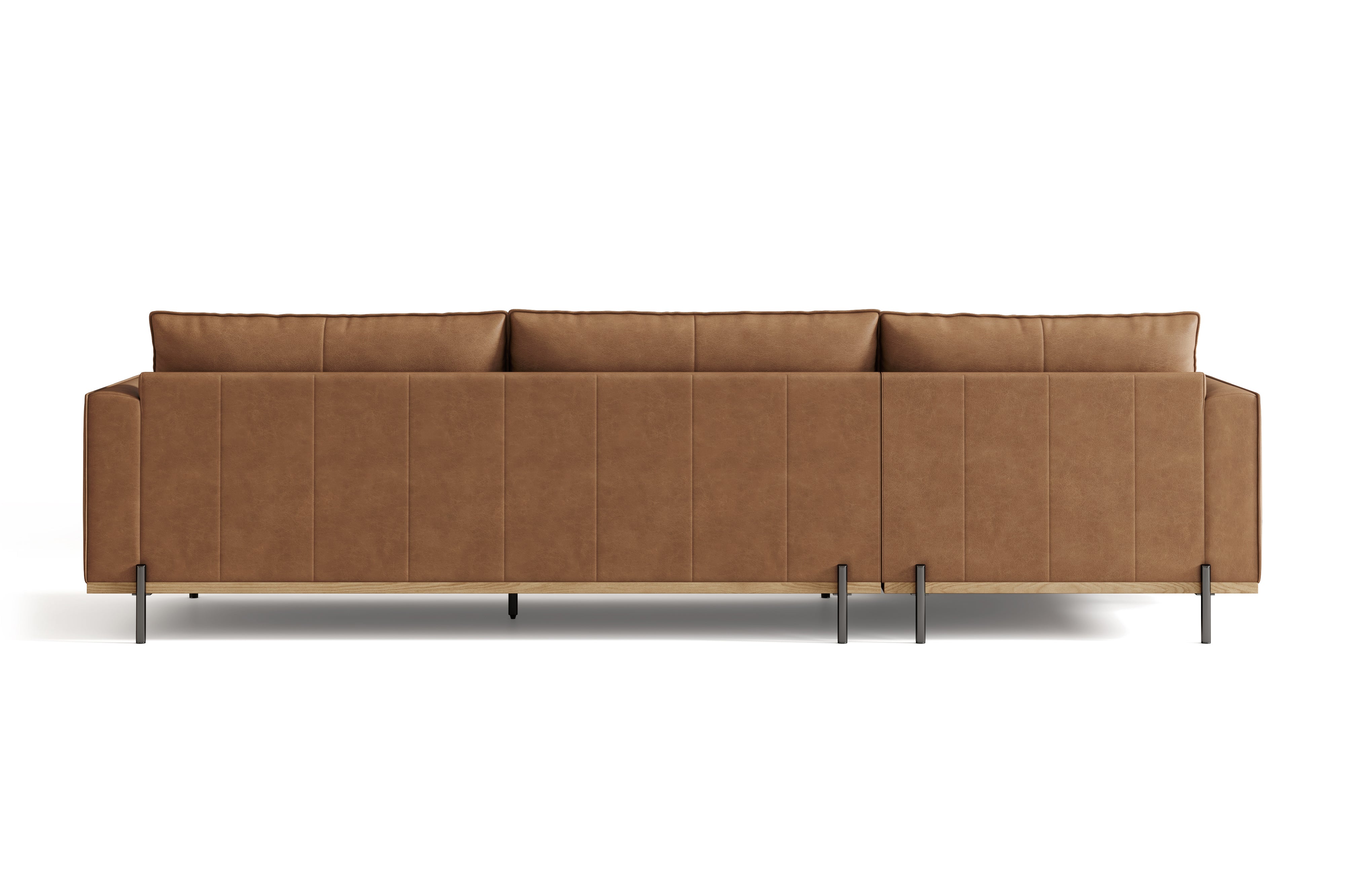 Valencia Imogen Top Grain Leather Sectional Sofa, Three Seats with Left Chaise, Tan