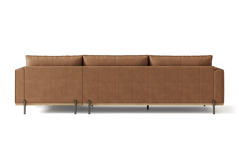 Valencia Imogen Top Grain Leather Sectional Sofa, Three Seats with Right Chaise, Tan