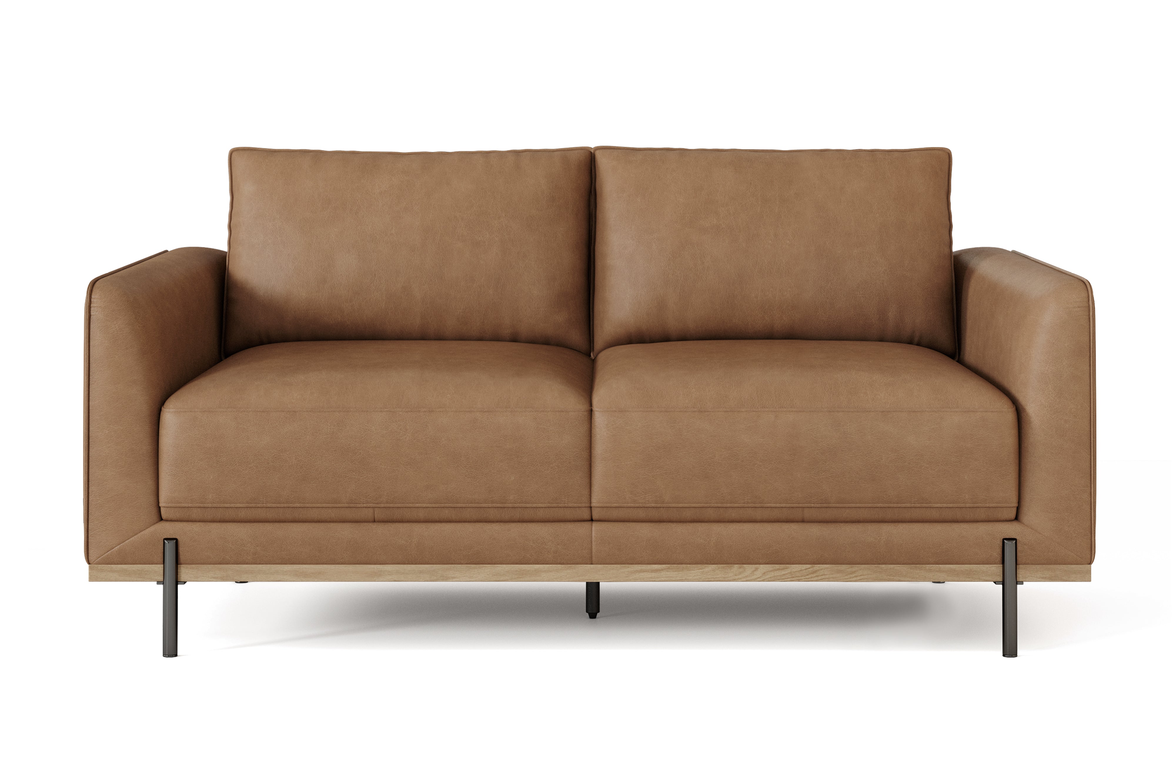 Valencia Imogen Top Grain Leather Loveseat Sofa, Tan