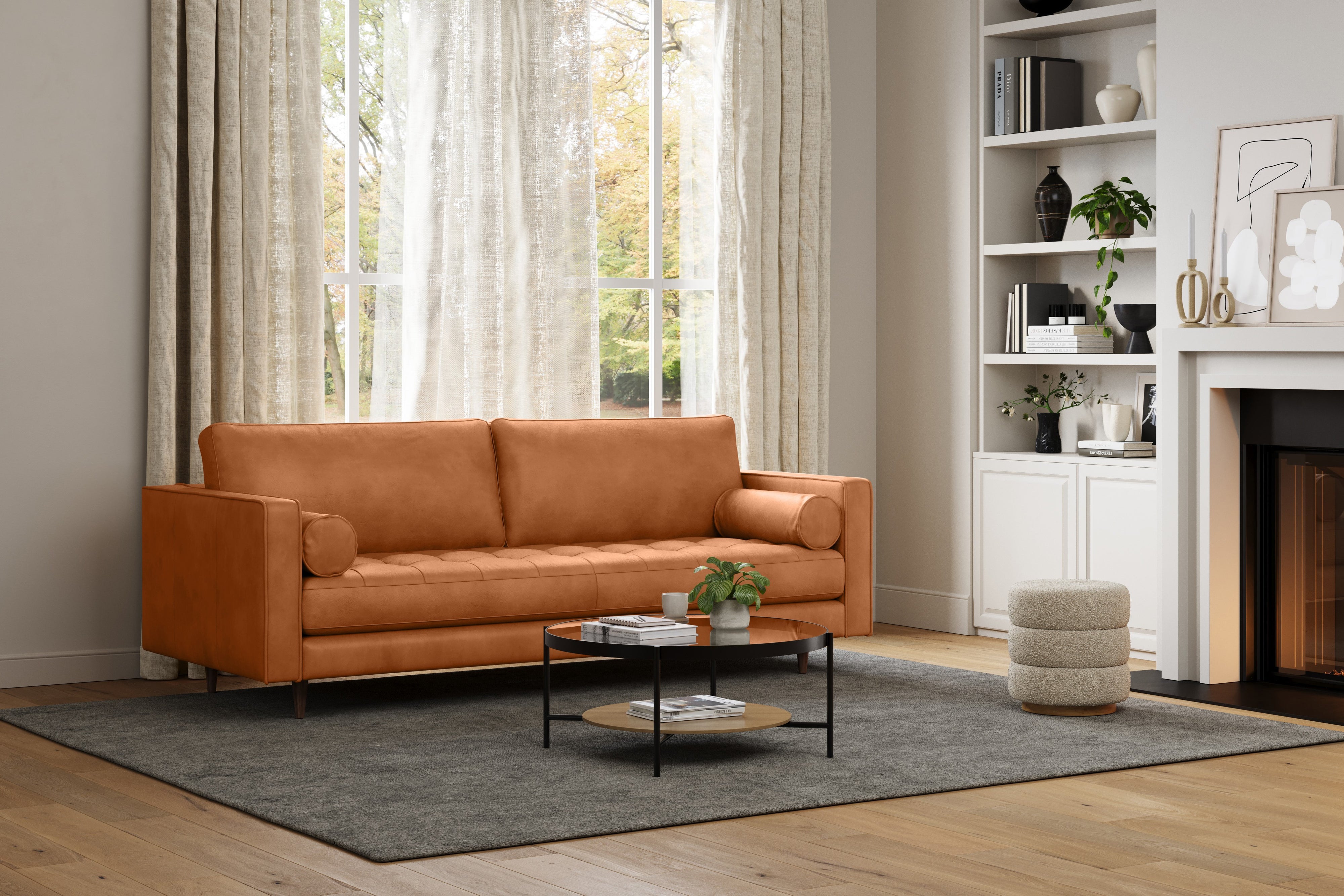 Isabella Leather Grande Sofa, Cognac