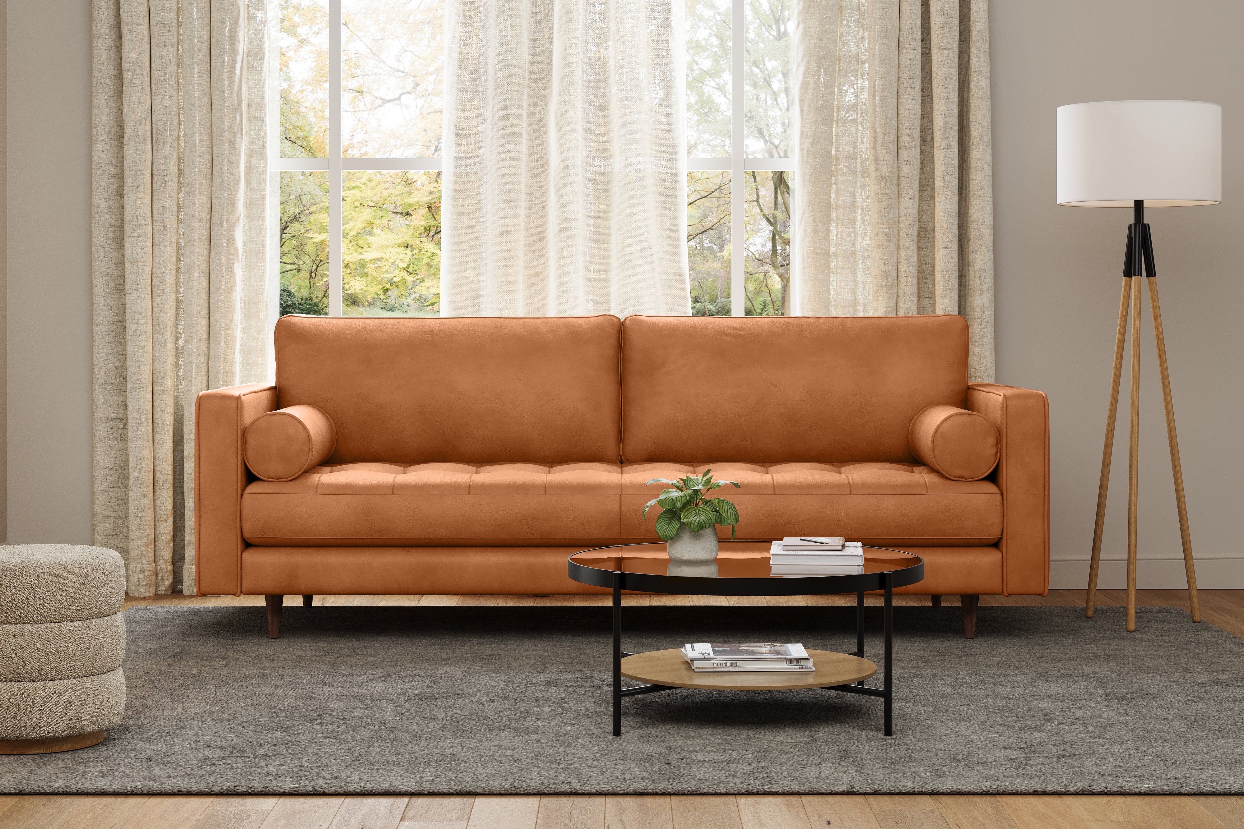 Isabella Leather Grande Sofa, Cognac