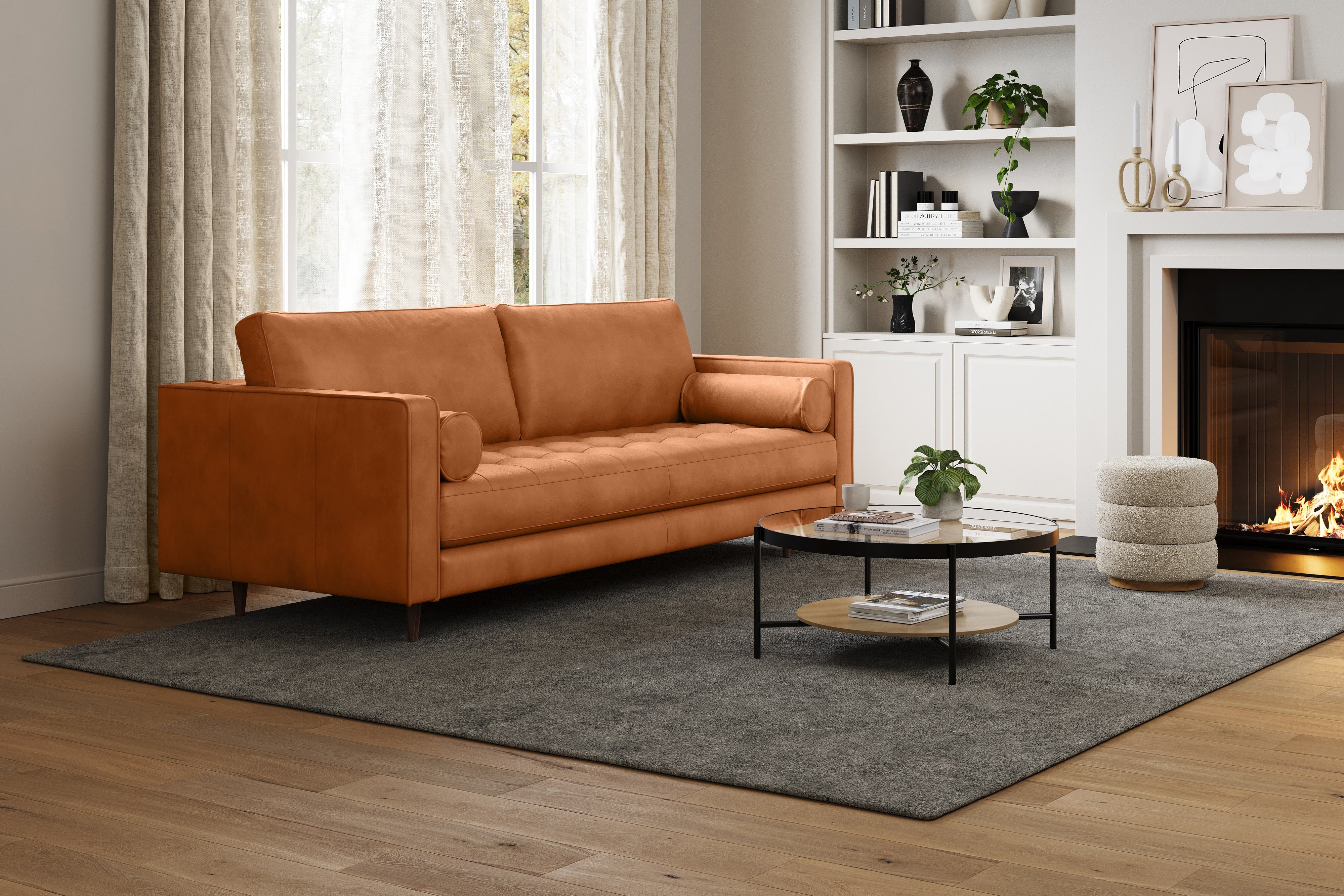 Isabella Leather Grande Sofa, Cognac