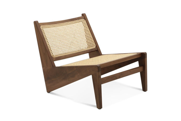 Valencia Lark Solid Wood Frame Accent Chair, Oiled Walnut Color