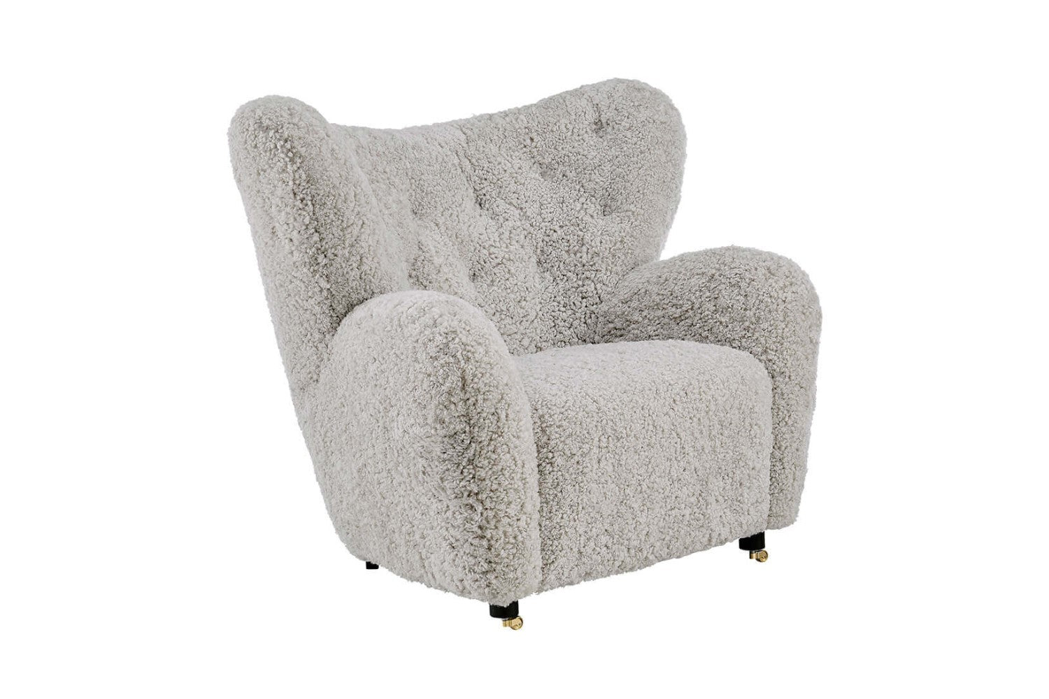 Valencia Flemming Lassen The Tired Man Lounge Chair & Footstool in Genuine Sheepskin, Light Grey