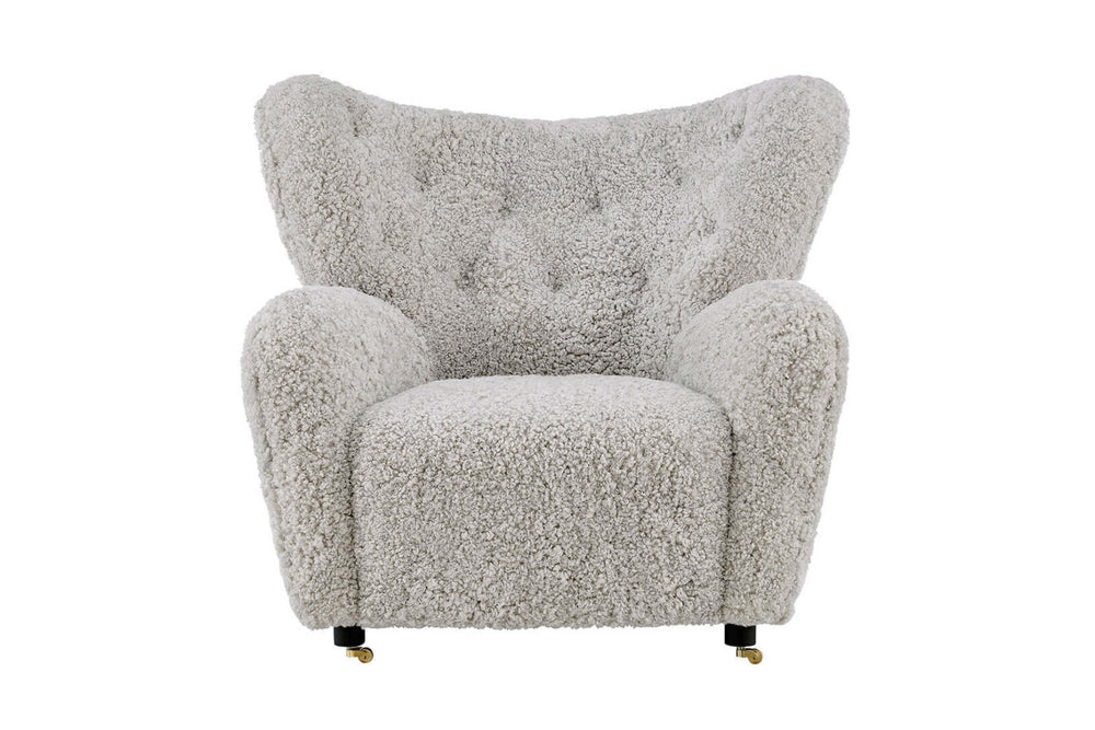 Valencia Misty Genuine Sheepskin Accent Chair, Grey Color