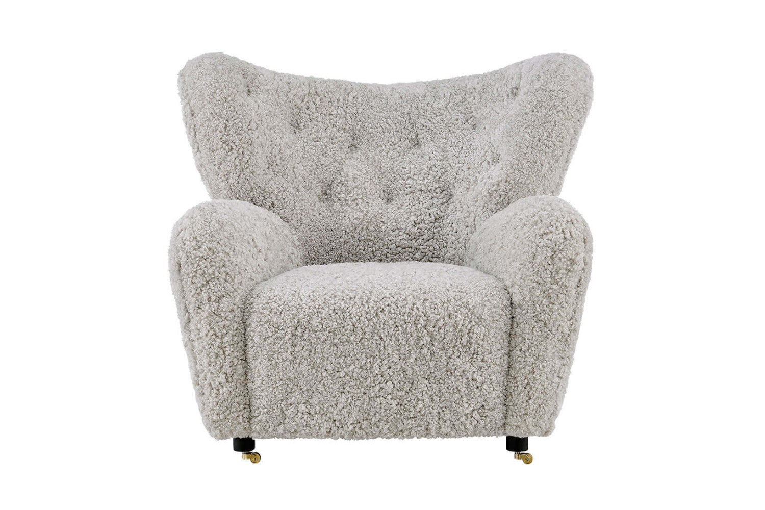 Valencia Flemming Lassen The Tired Man Lounge Chair & Footstool in Genuine Sheepskin, Light Grey