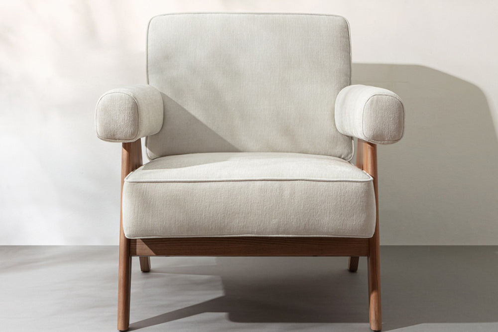 Valencia Fern Boucle Fabric Accent Chair, Pearl Color