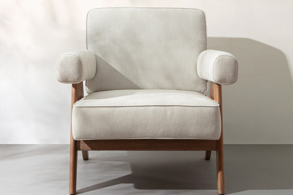 Valencia Fern Boucle Fabric Accent Chair, Pebble Color