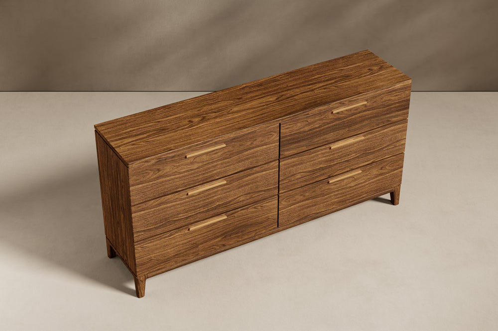 Valencia Gianna Wood Dresser with 6-Drawer, Walnut