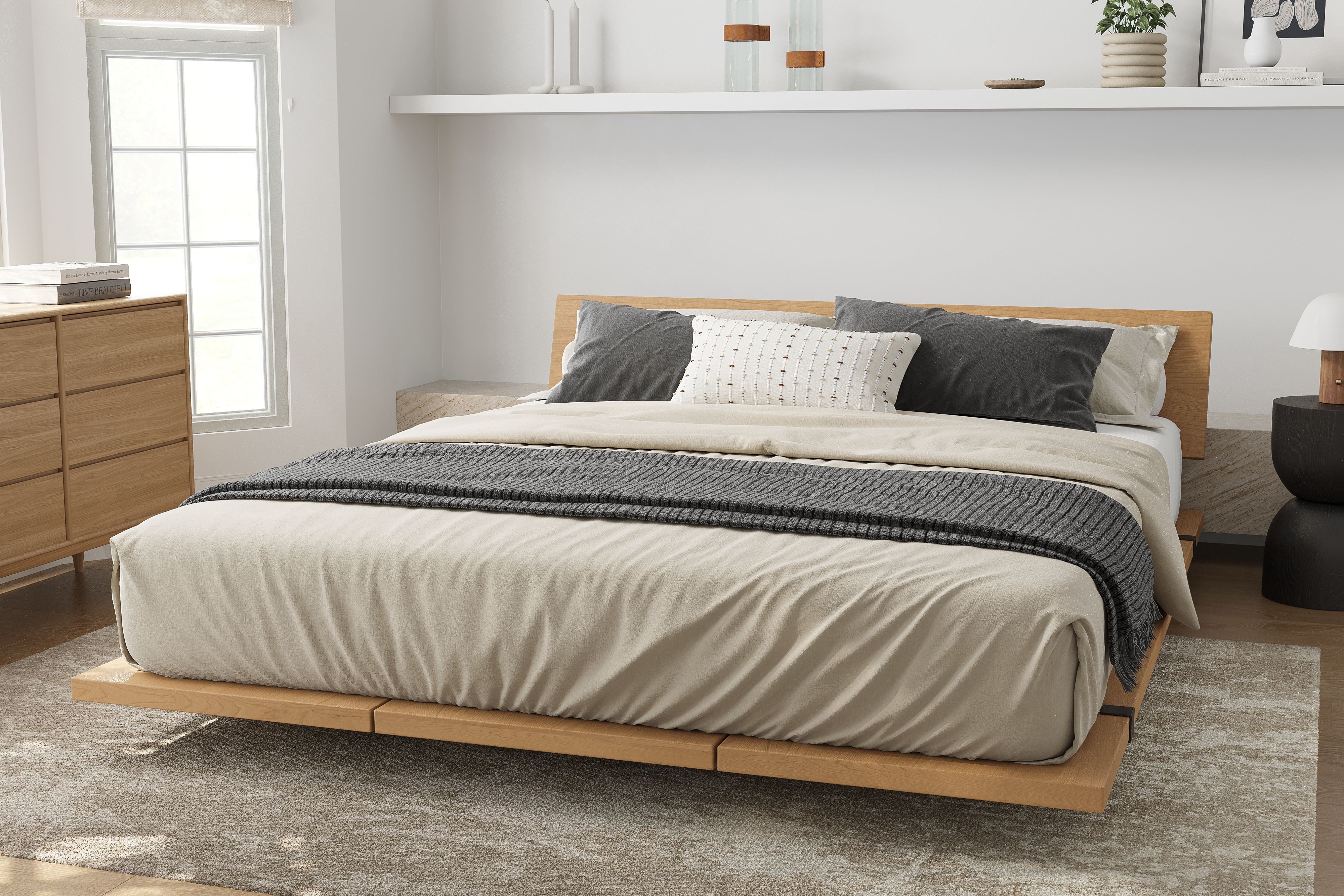 Valencia Jade Wood Queen Size Bed Frame, Natural